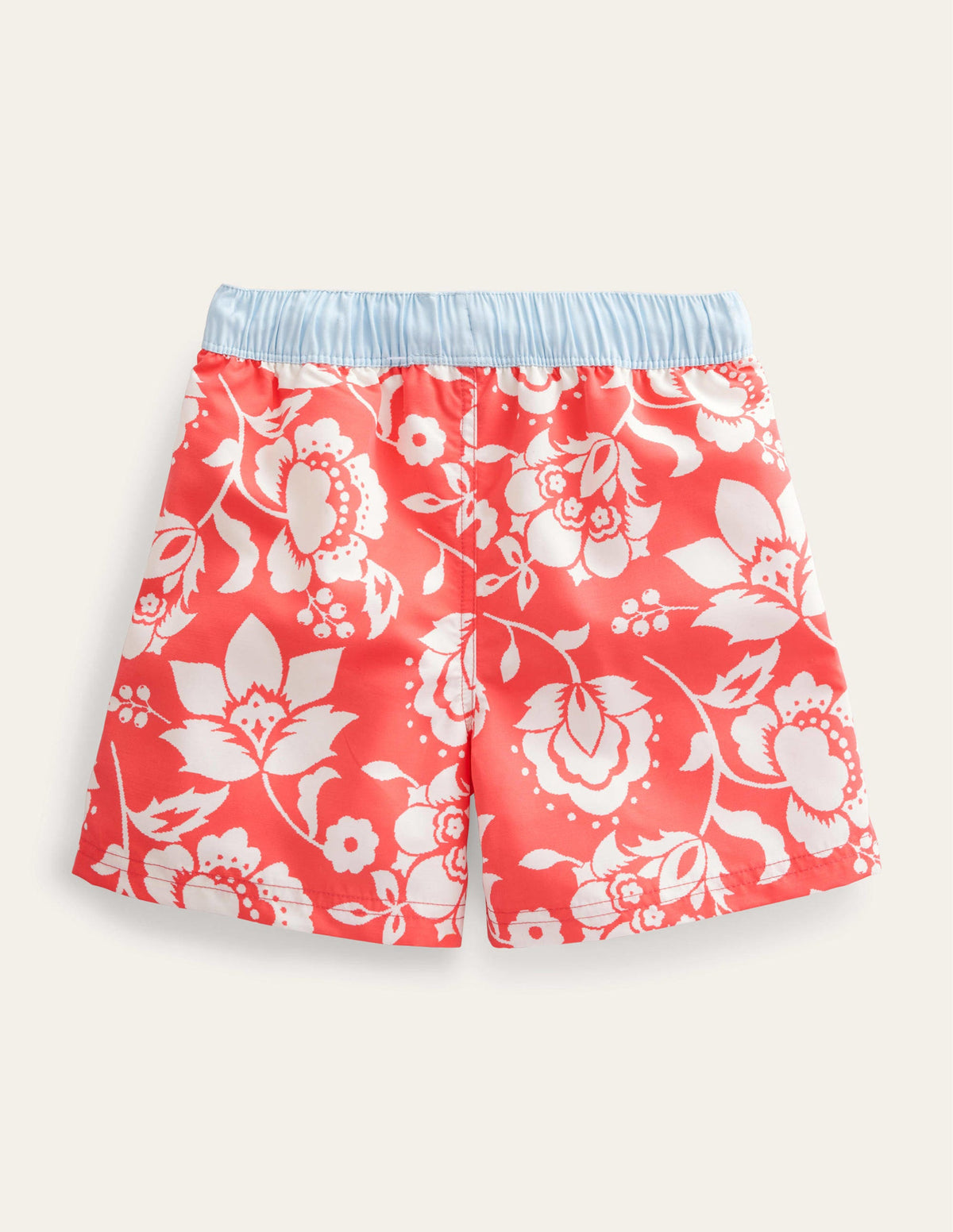 Badeshorts-Rot, Blumenmuster-2