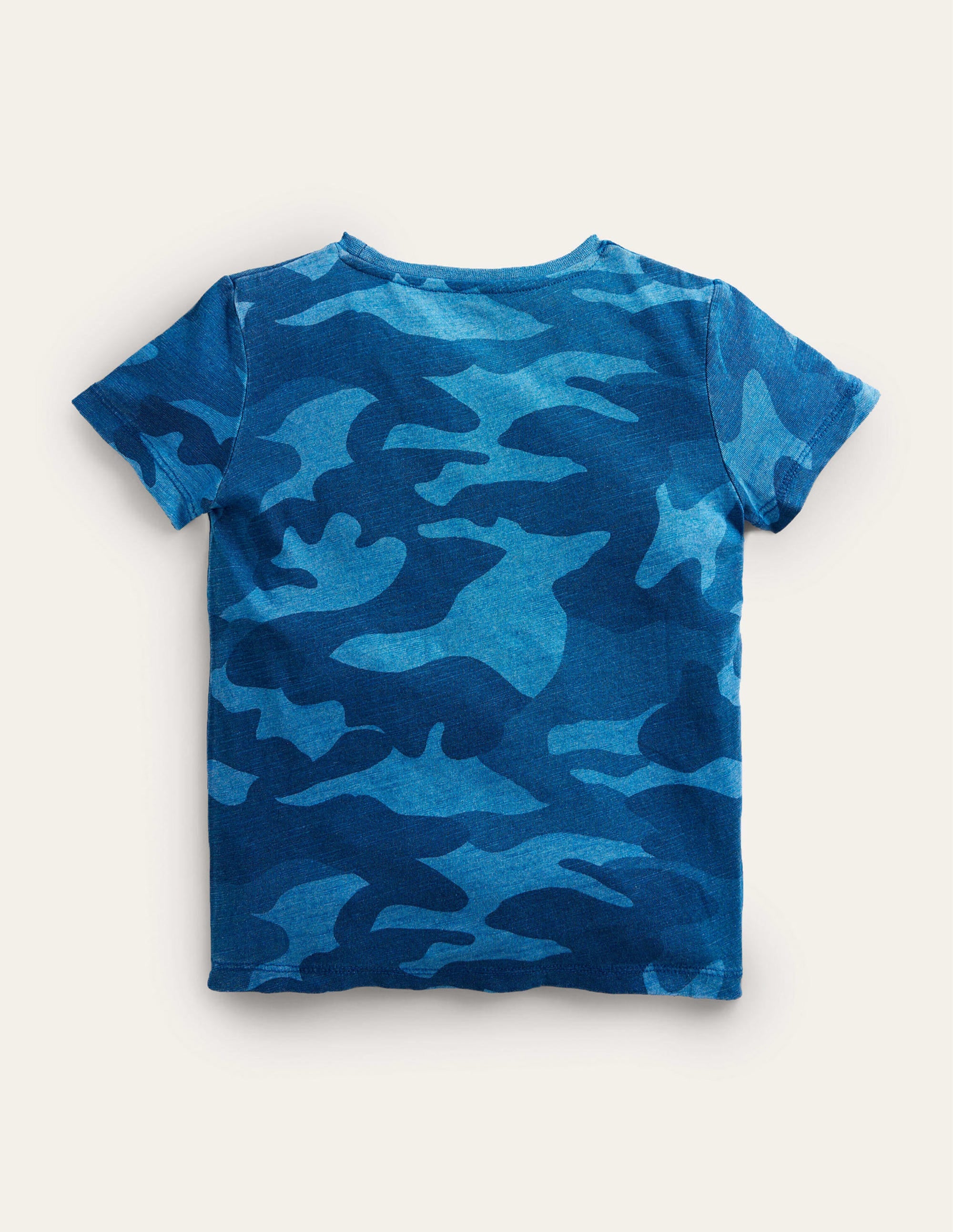 Printed Washed Slub T-shirt-Blue Camo - Image 2