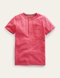 Henley T-Shirt aus gewaschener Baumwolle-Bonbonrosa