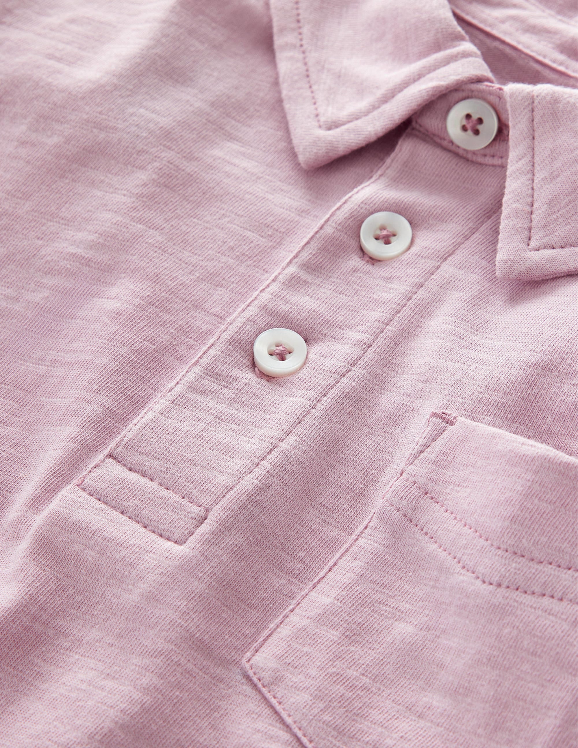 Slub Polo Shirt-Pink - Image 3