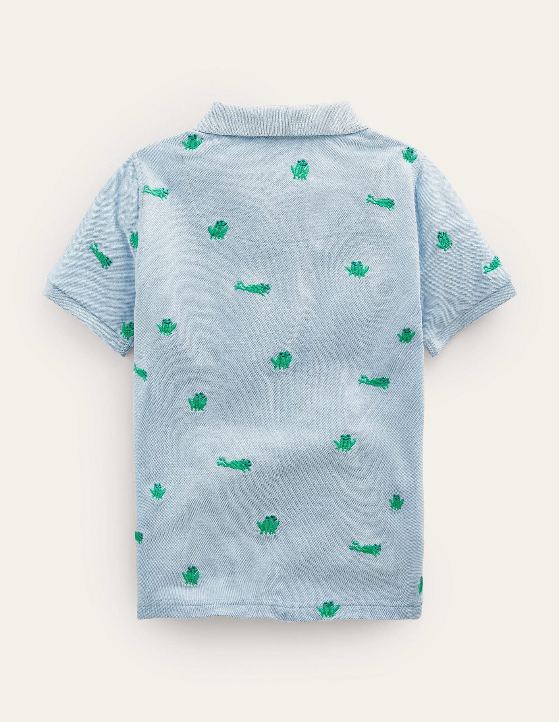 Embroidered Piqué Polo Shirt-Surfboard Blue Frogs-2