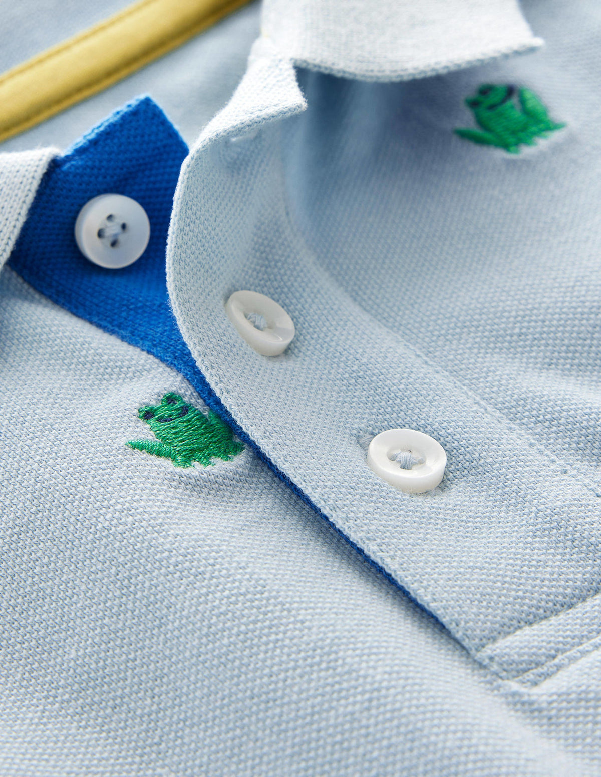 Embroidered Piqué Polo Shirt-Surfboard Blue Frogs-3