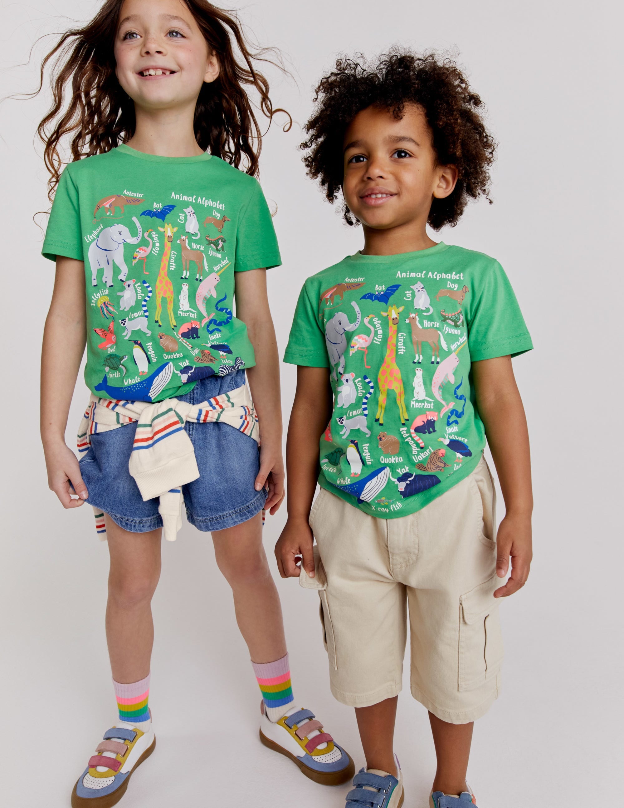 Lehrreiches T-Shirt mit Tiermotiv-Aloe-Vera-Grün, Tieralphabet - Image 4