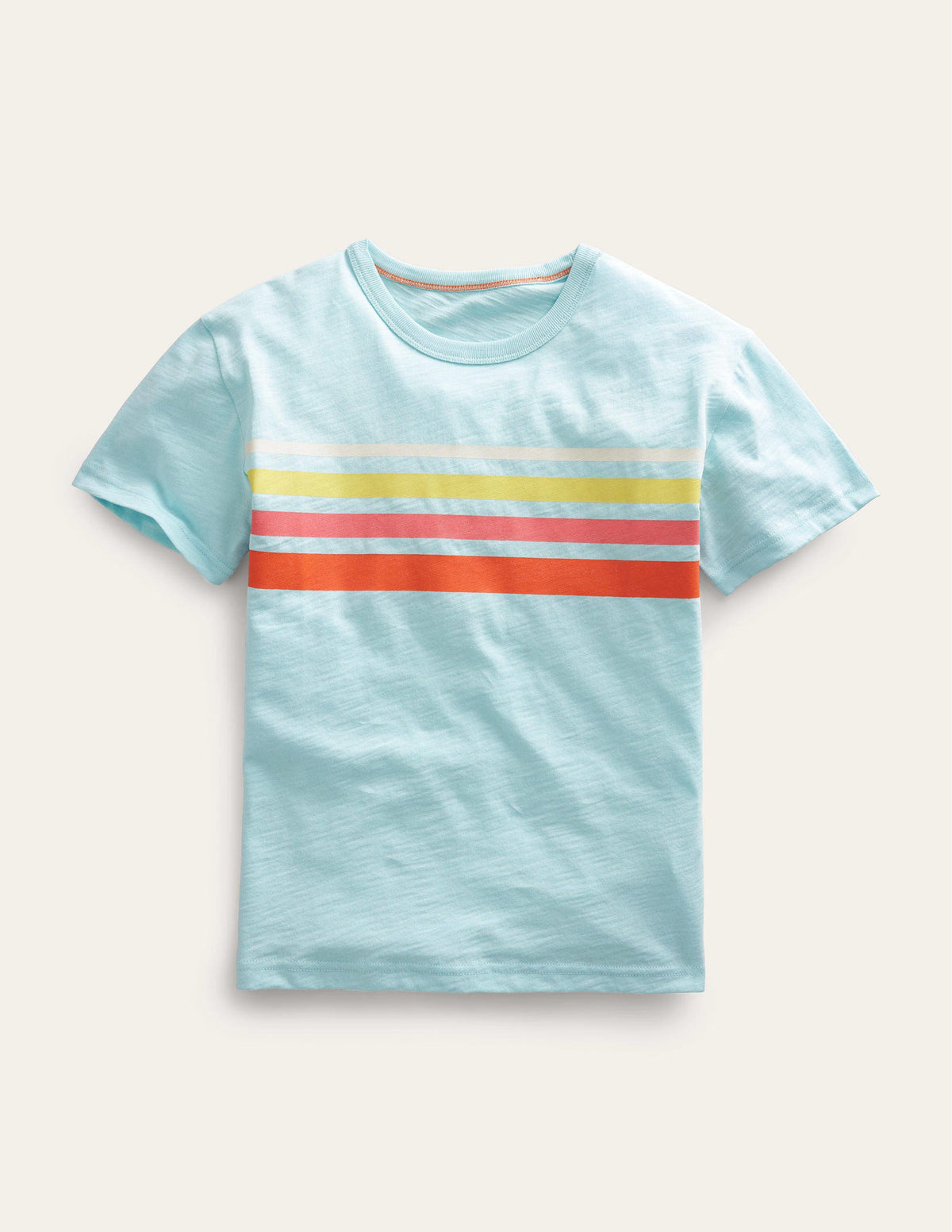 T-shirt décontracté rayé sur la poitrine-Bleu aigue-marine glacé - Image 1