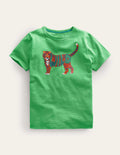 T-Shirt mit Tiermotiv-Aloe-Vera-Grün, Tiger