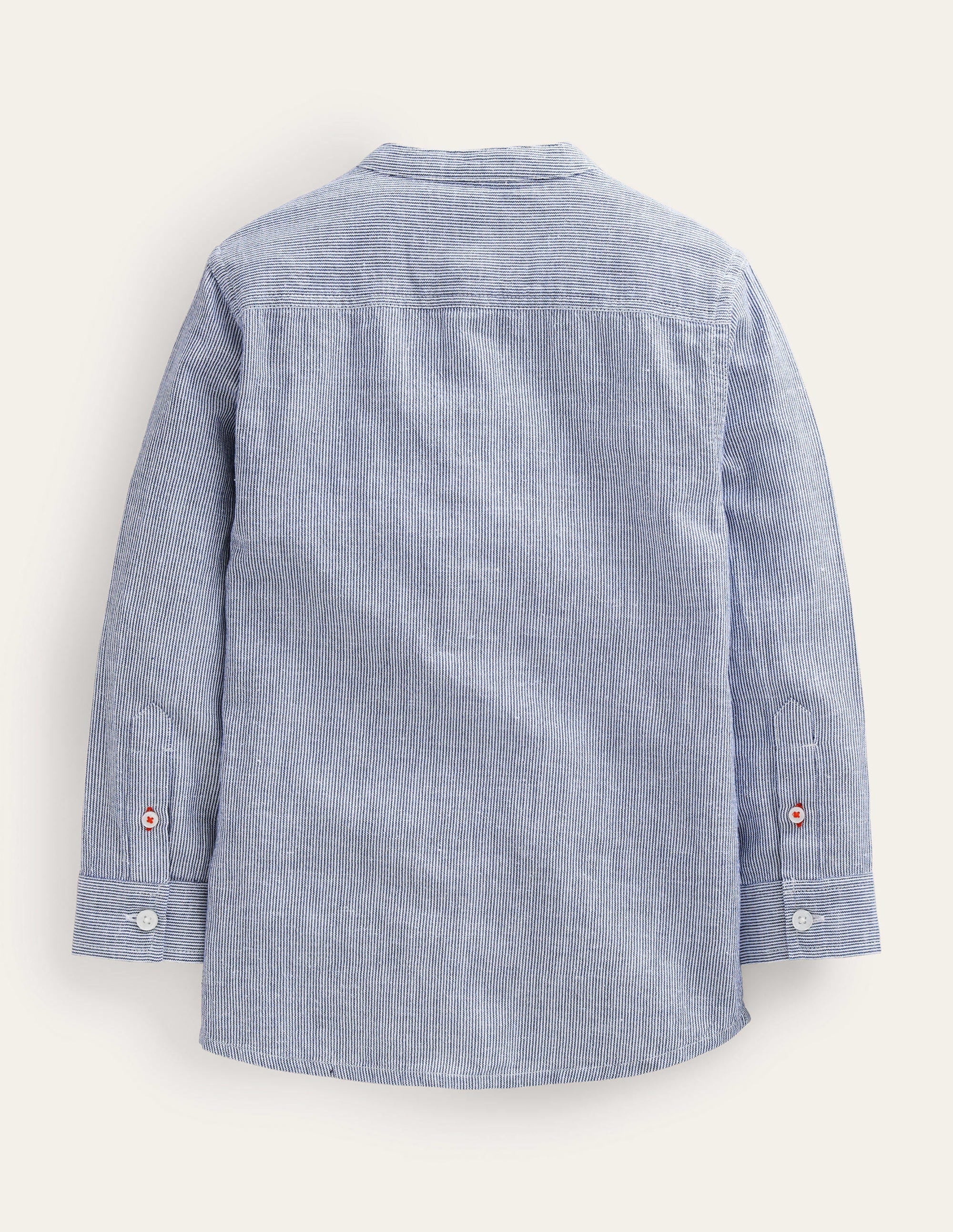 Gemustertes Hemd mit Grandad-Kragen-Blau, Feine Streifen - Image 2