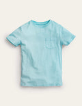 Vorgewaschenes Flammgarn-T-Shirt-Hellblau