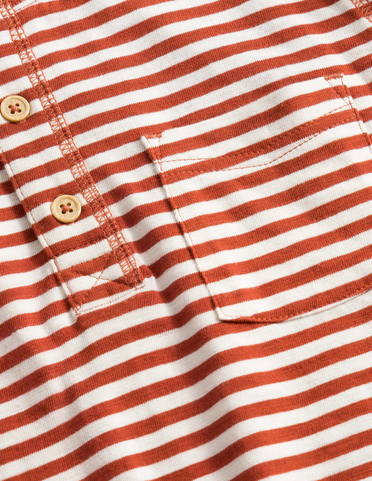 Long Sleeved Henley T-shirt-Roast Chestnut/White - Image 3