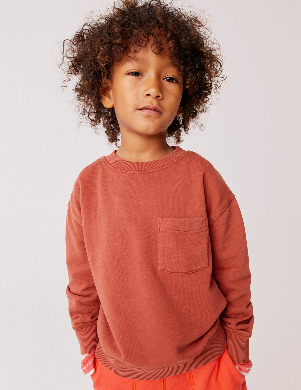 Einfarbiges Baggy-Sweatshirt-Kastanienbraun - Image 4