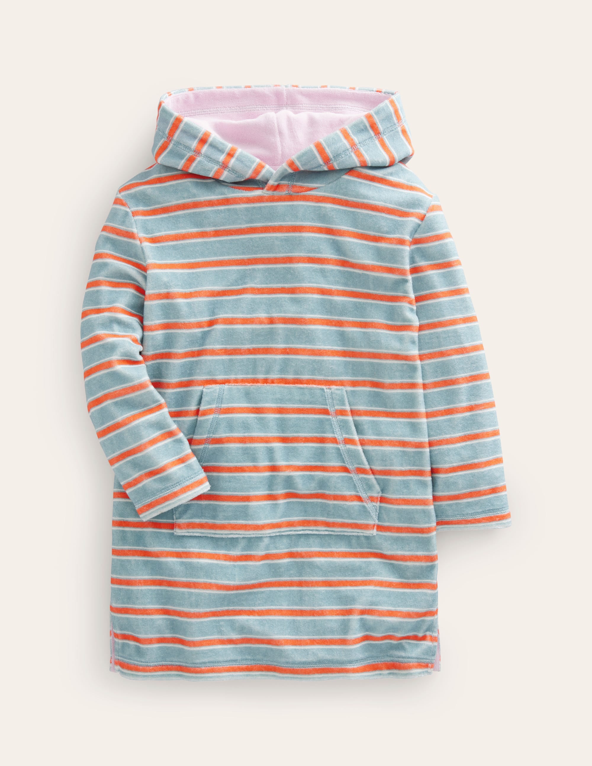 Frottee-Badeponcho-Turmalinblau/Orange - Image 1