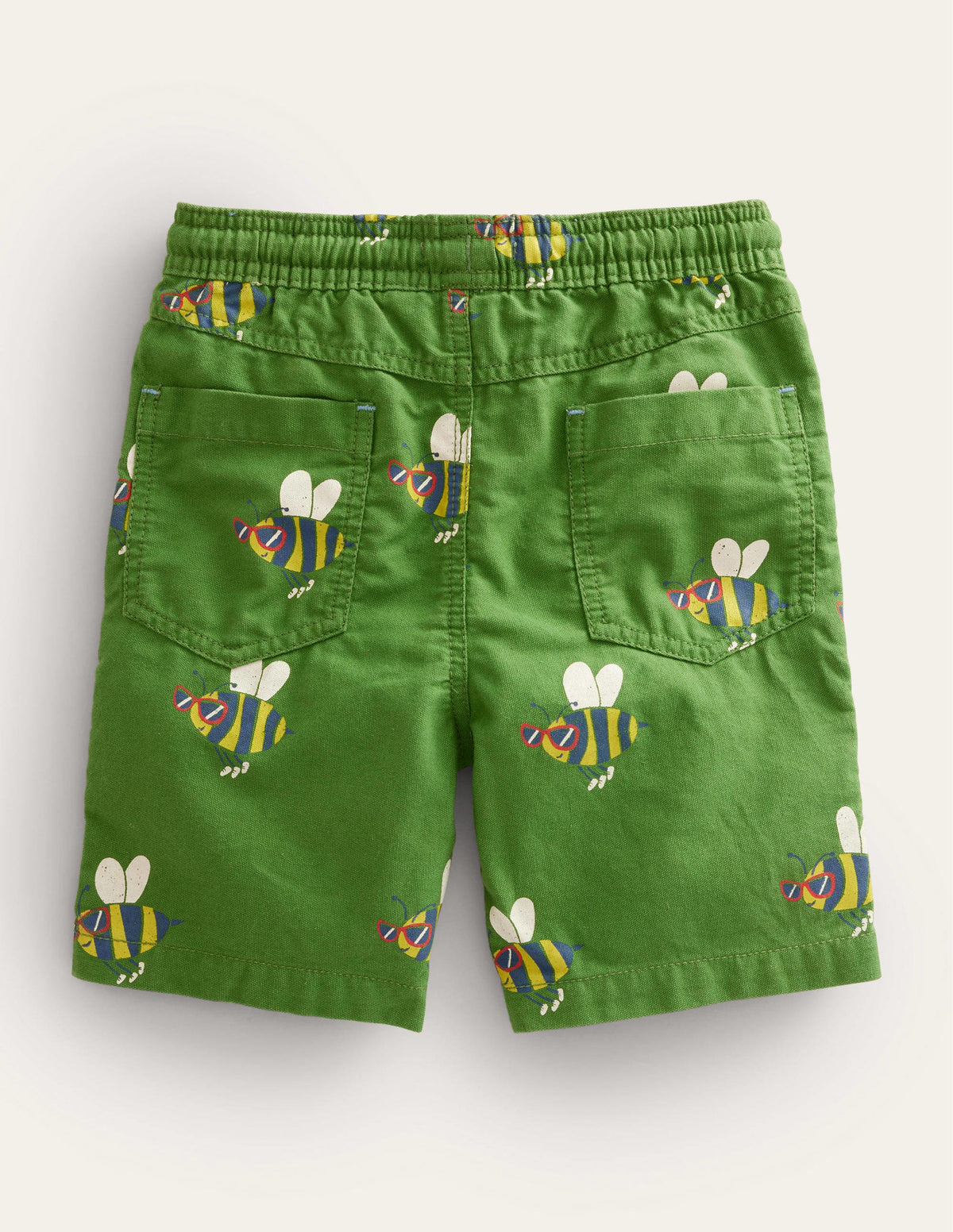 Pull-on Drawstring Shorts-Safari Green Dude Bees - Image 2