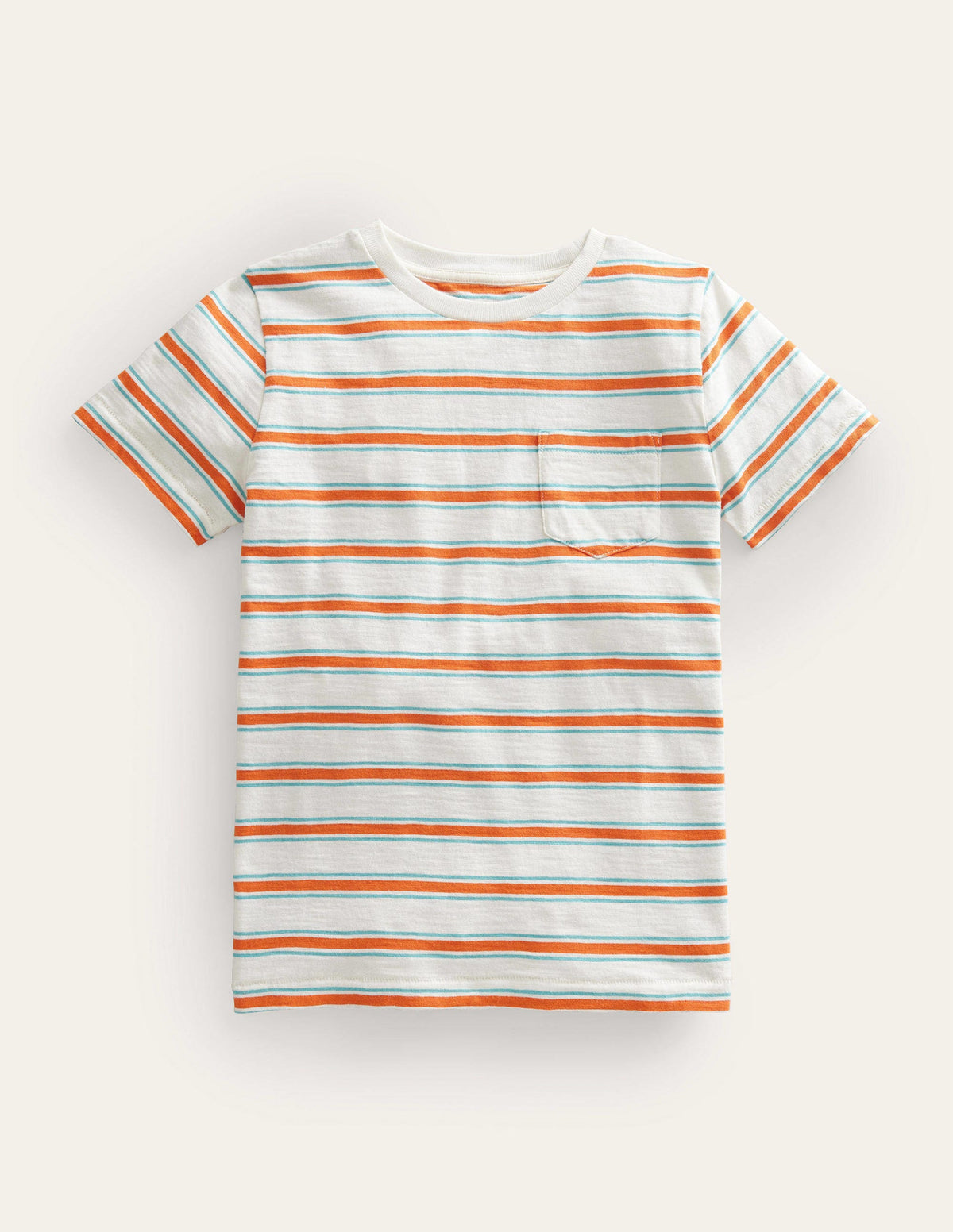 Striped Washed Slub T-shirt-Ivory/Jam Red - Image 1
