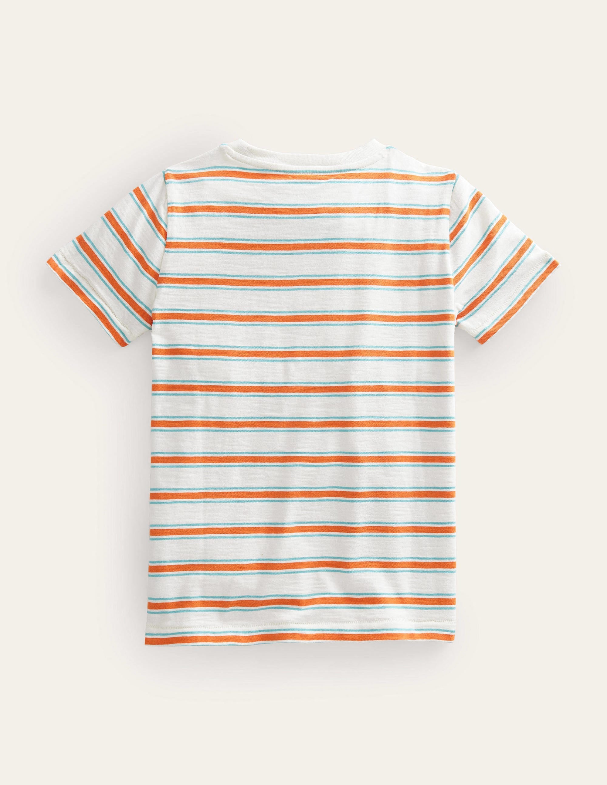 Striped Washed Slub T-shirt-Ivory/Jam Red - Image 2