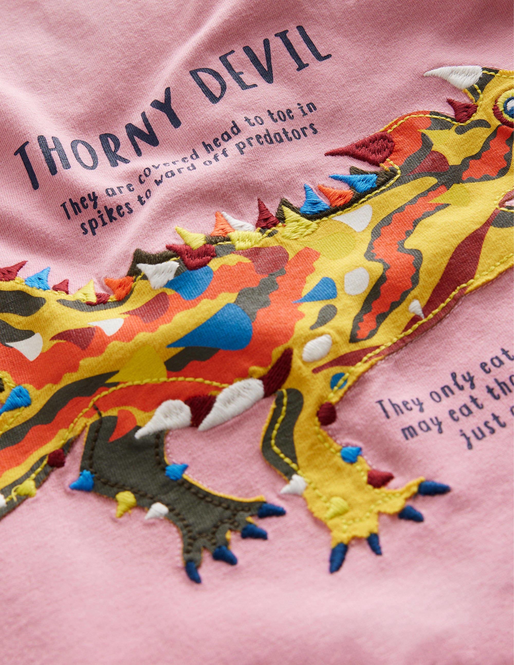 T-Shirt mit Tierfakten-Kirschblütenrosa, Dornteufel - Image 3