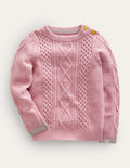 Pullover mit Zopfmuster-Pastell-Orchideenrosa