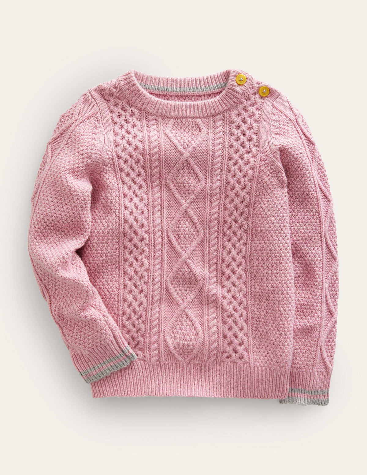 Pullover mit Zopfmuster-Pastell-Orchideenrosa - Image 1