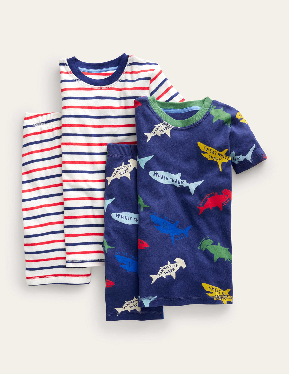 Snug Twin Pack Short Pyjamas-Starboard Mutli Sharks - Image 1