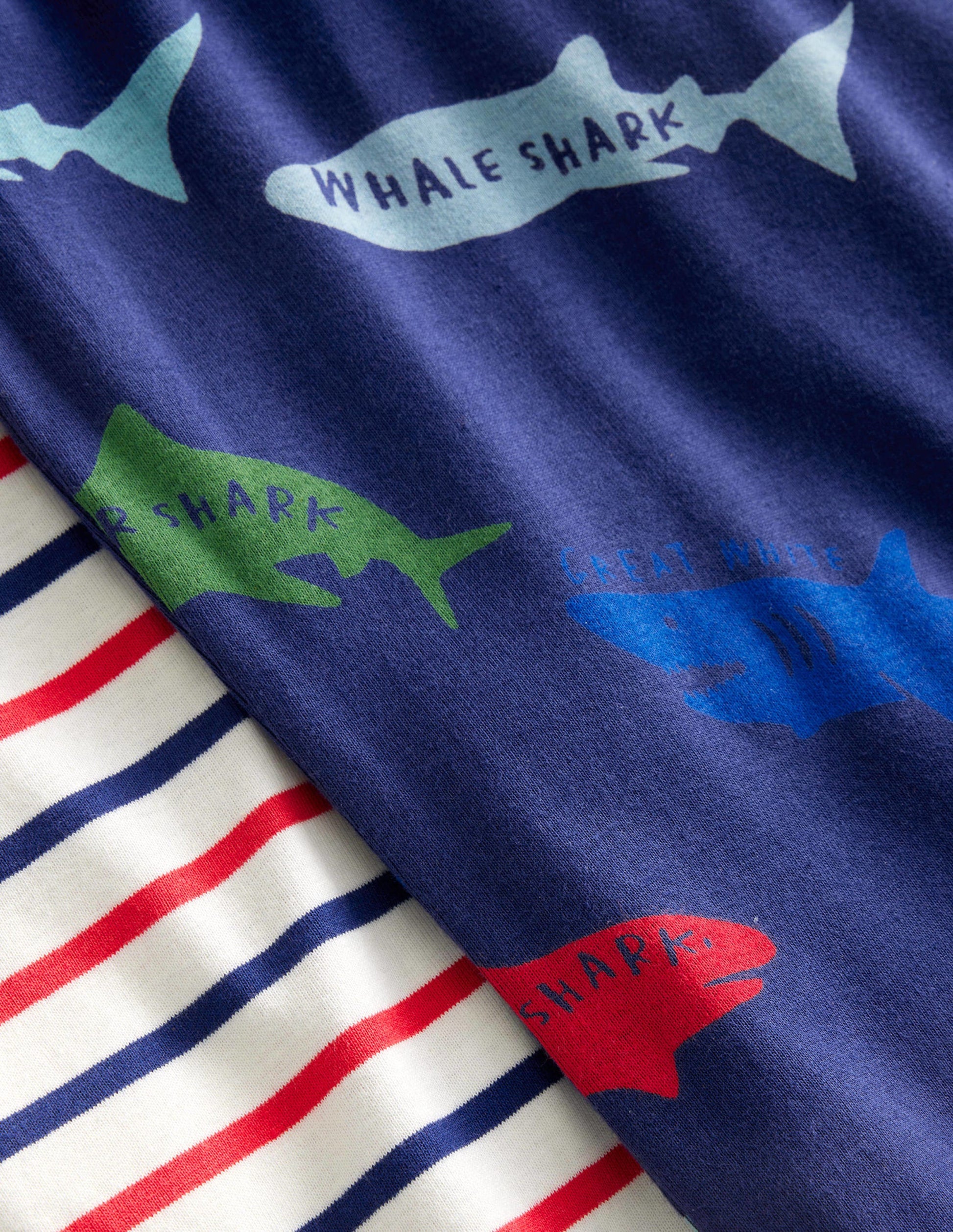 Snug Twin Pack Short Pyjamas-Starboard Mutli Sharks-3