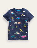 T-shirt imprimé-Bleu marine chiné
