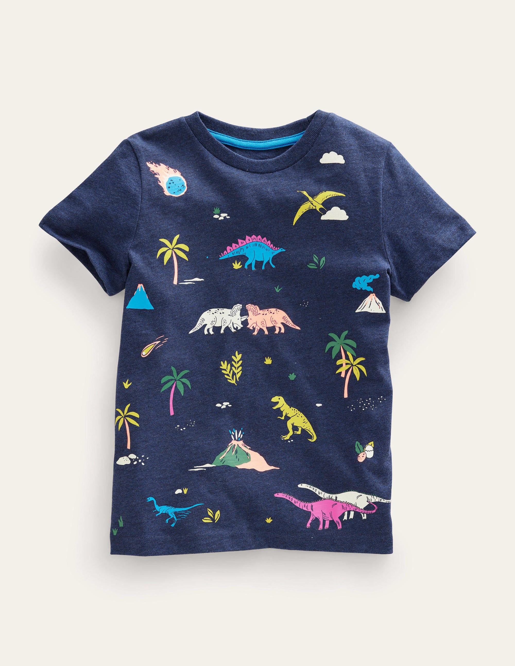 T-shirt imprimé-Bleu marine chiné - Image 1