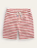 Strukturierte Jerseyshorts-Kastanienbraun/Weiß