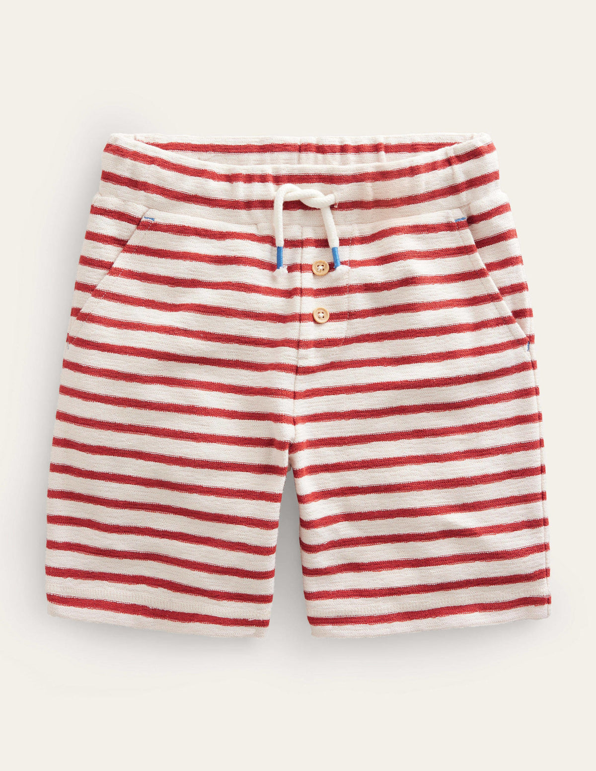 Strukturierte Jerseyshorts-Kastanienbraun/Weiß - Image 1