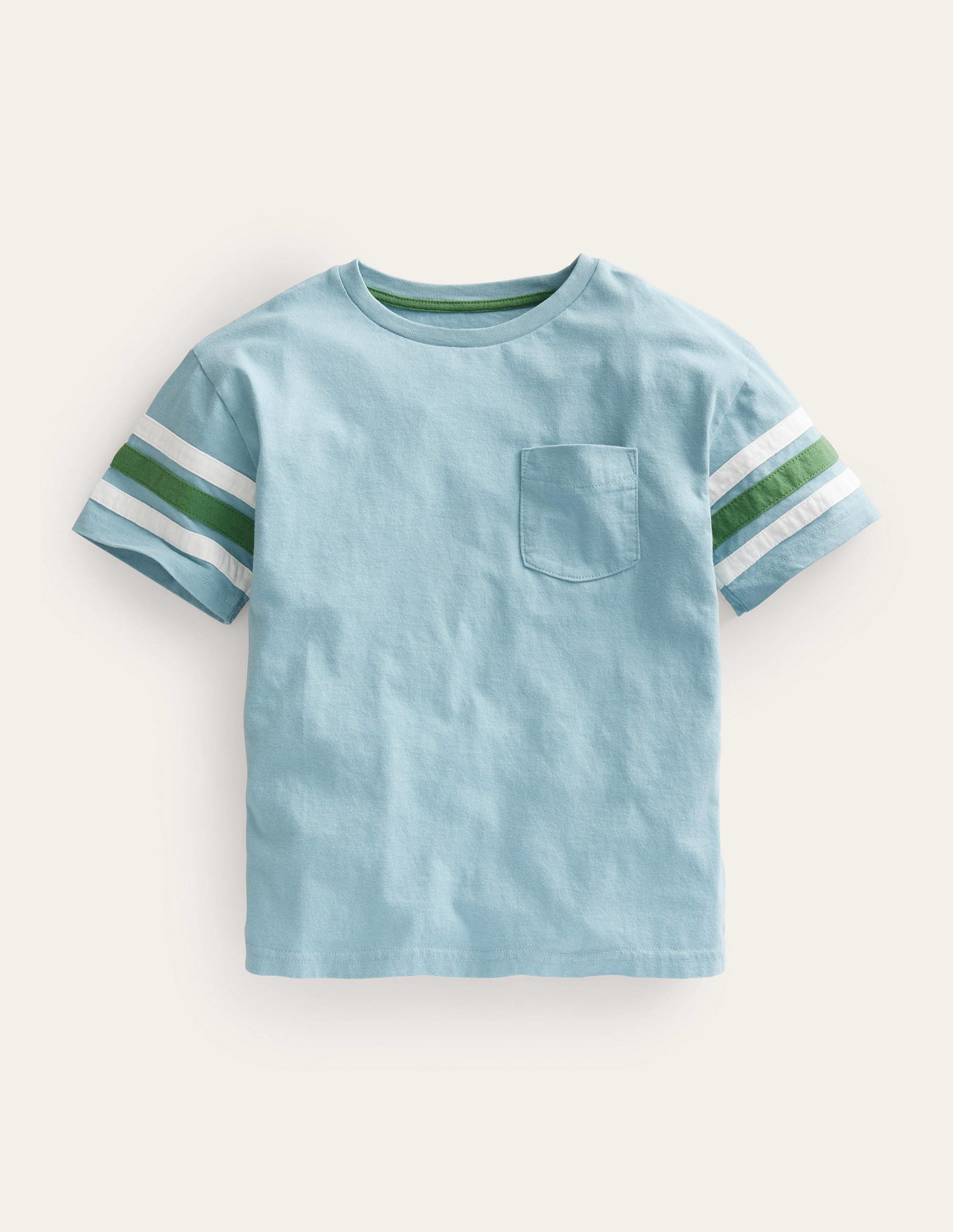 T-shirt à rayures contrastantes-Bleu tourmaline - Image 1