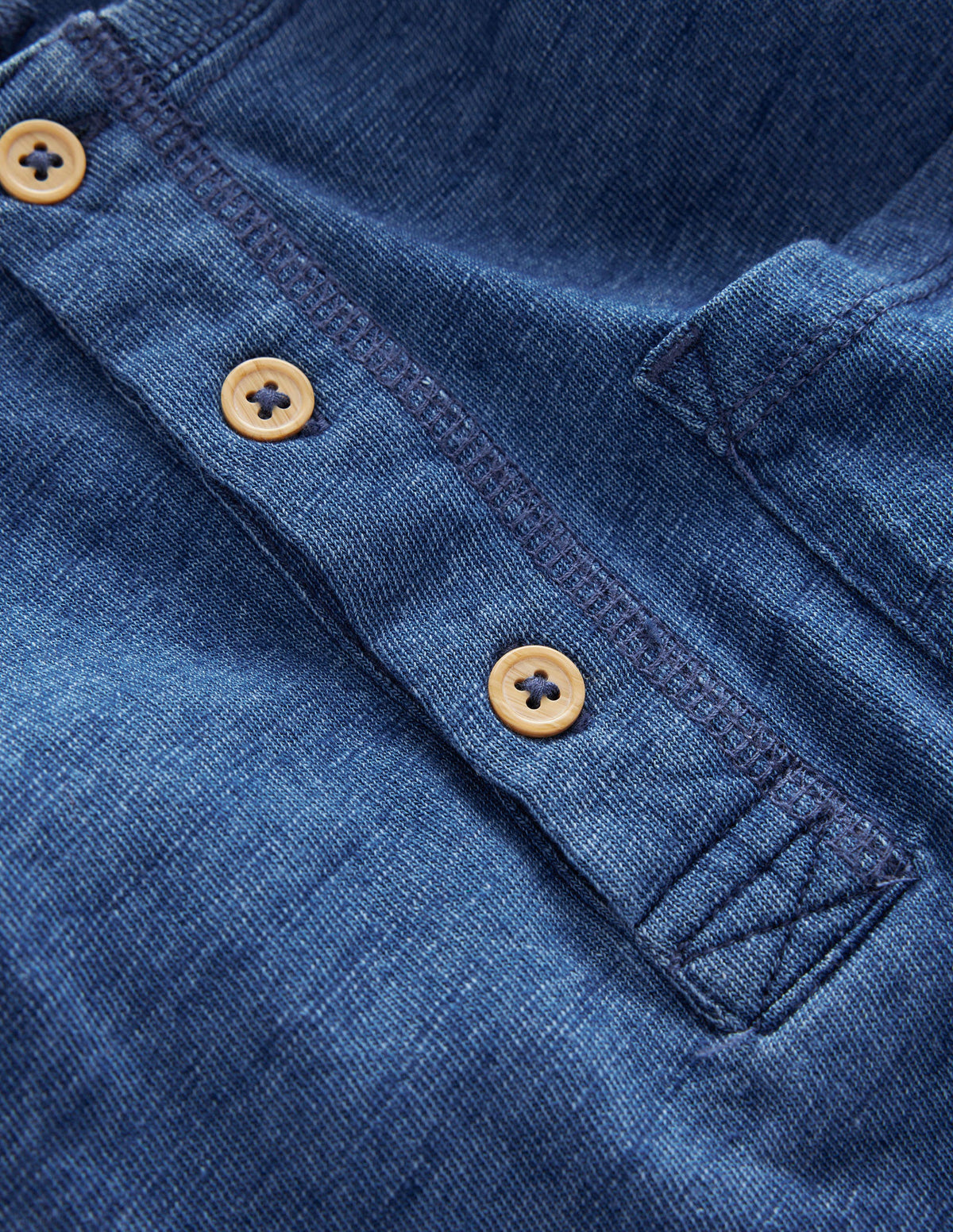 Henley T-Shirt aus gewaschener Baumwolle-Indigoblau - Image 3
