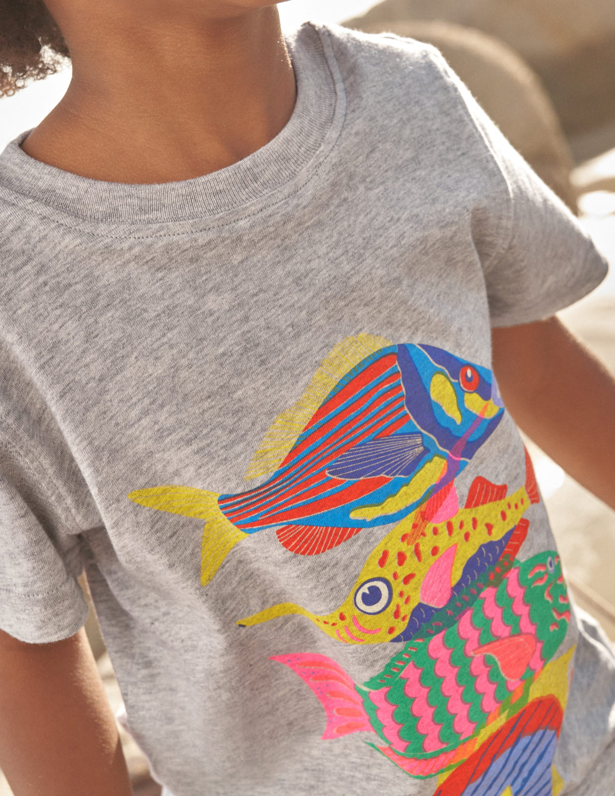 T-shirt à imprimé graphique-Poisson argenté chiné-5