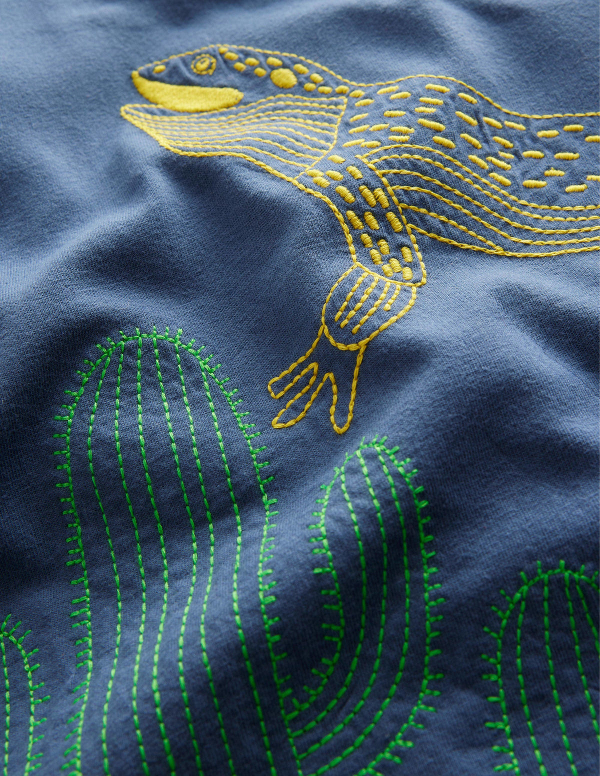 T-Shirt mit Stickerei-Roboterblau, Echse - Image 3