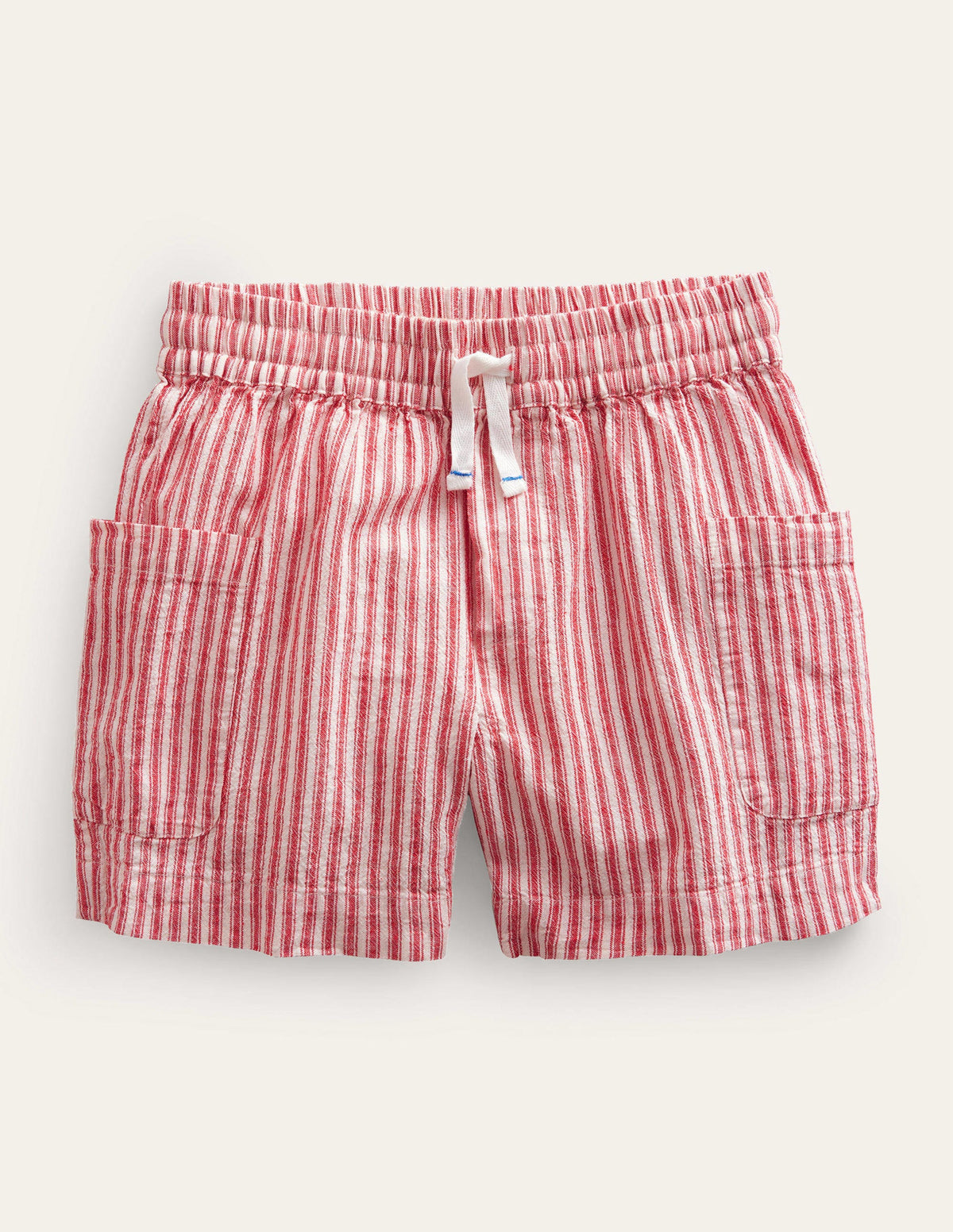 Shorts mit Taschen-Erdbeerkuchenrot, Feine Streifen - Image 1