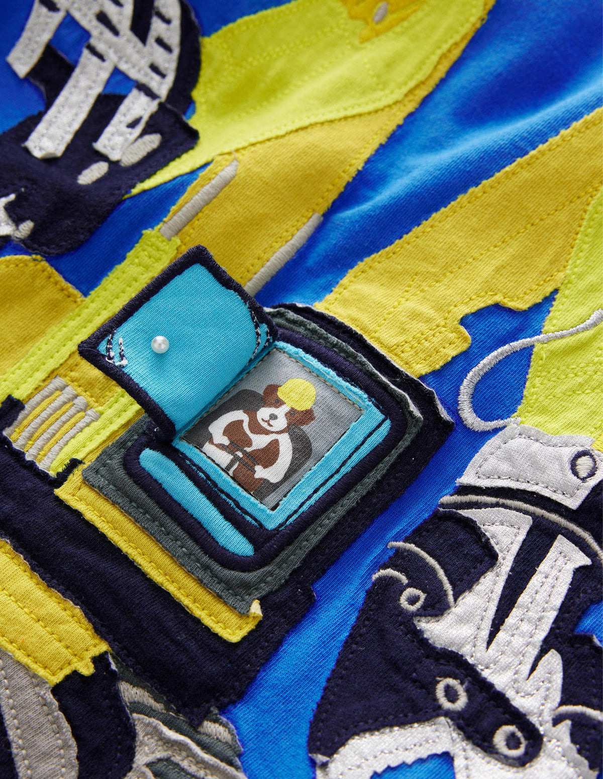 T-shirt à appliqué-Pelleteuse bleu cabanon - Image 3