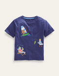 Mini Fun Appliqué T-shirt-Soft Starboard Blue