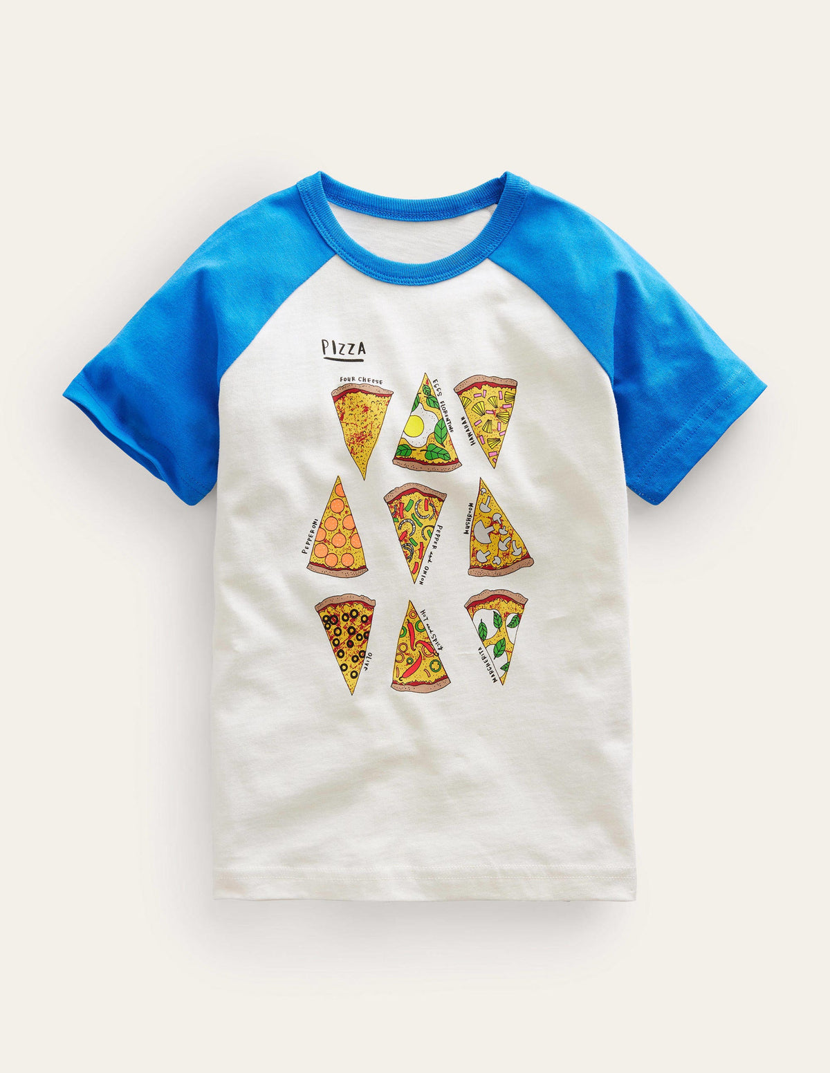 Raglan-T-Shirt mit Fakten-Karibikblau, Pizza - Image 1