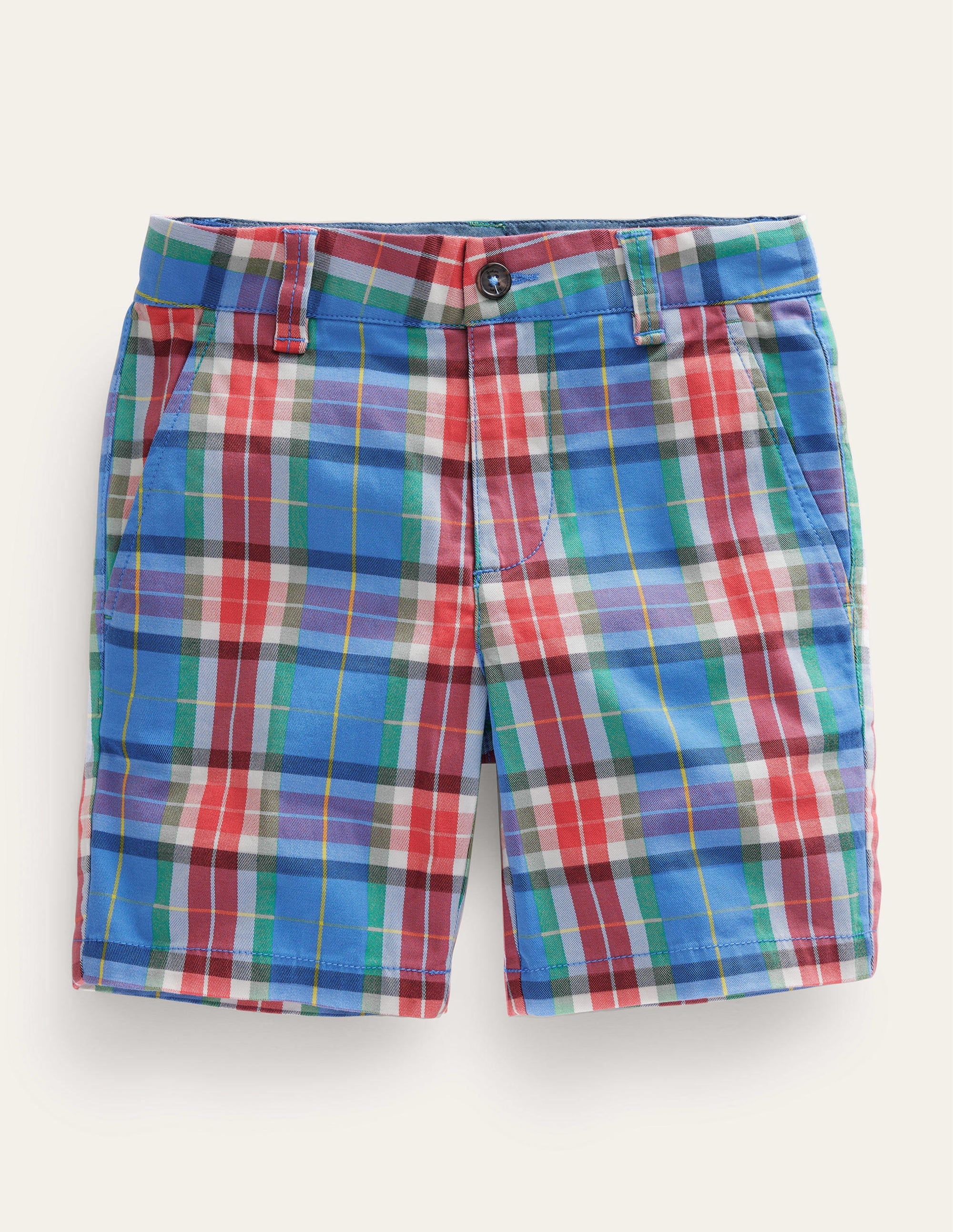 Gemusterte Chinoshorts-Blau/Orange, Kariert - Image 1