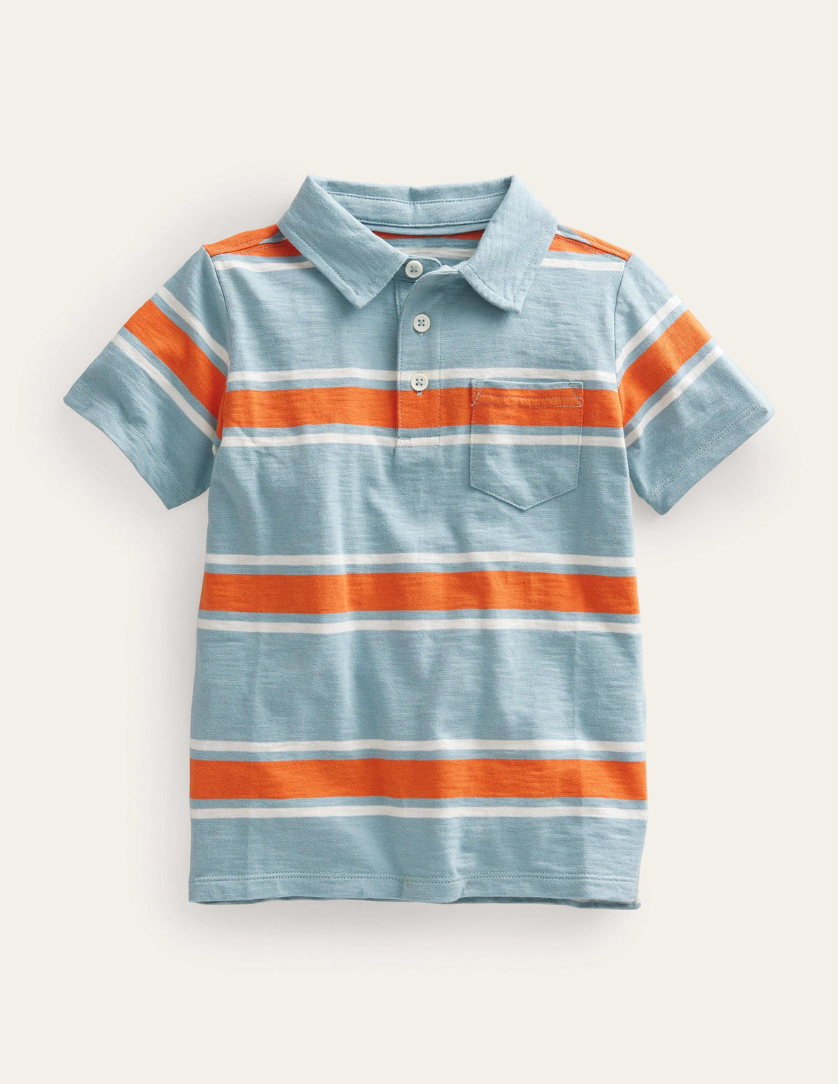 Patterned Slub Jersey Polo-Tourmaline Blue/Fire Orange-1