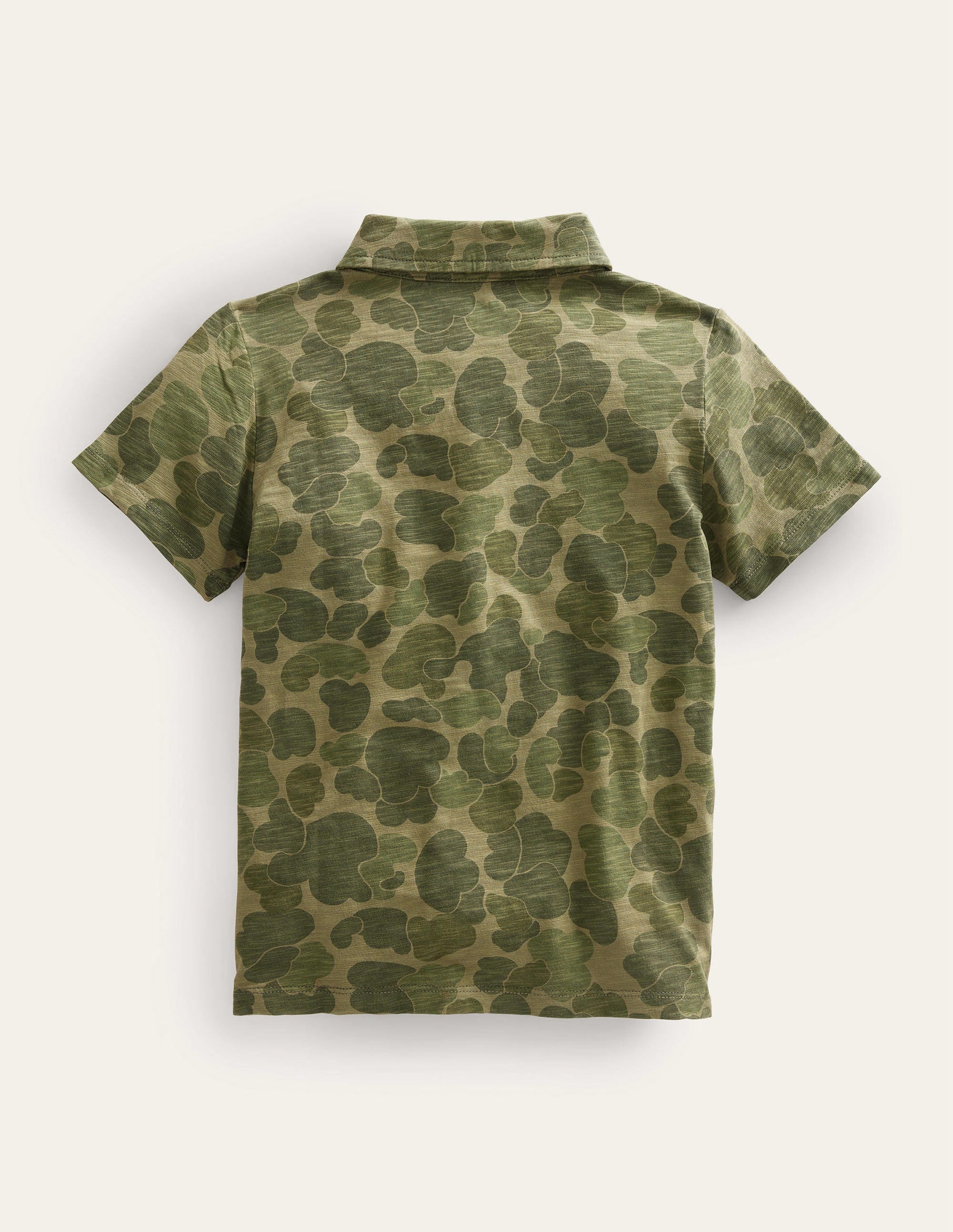 Gemustertes Poloshirt aus Flammgarn-Jersey-Grün, Camouflage - Image 2