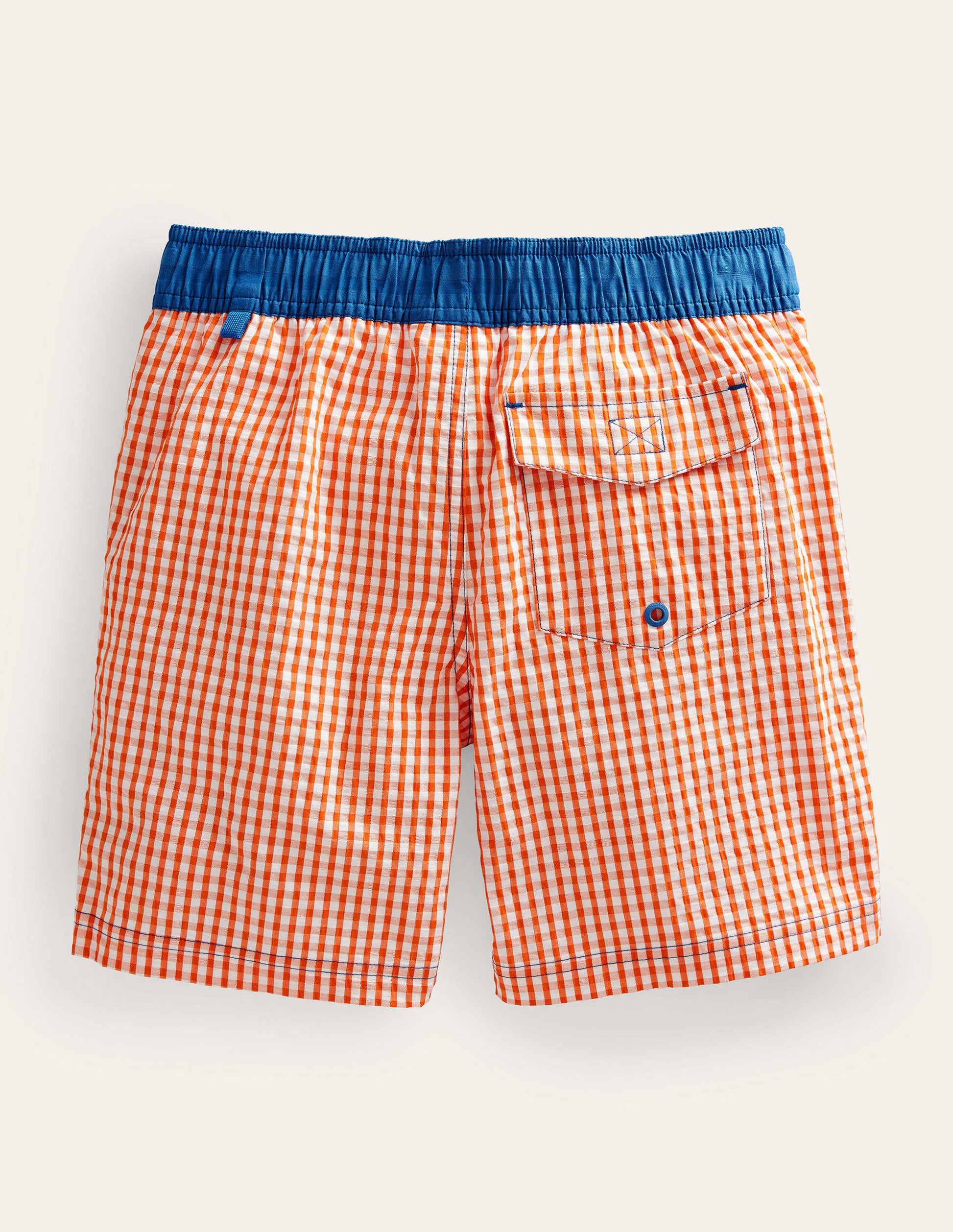 Gingham Board Shorts-Coral and Ivory Gingham-2