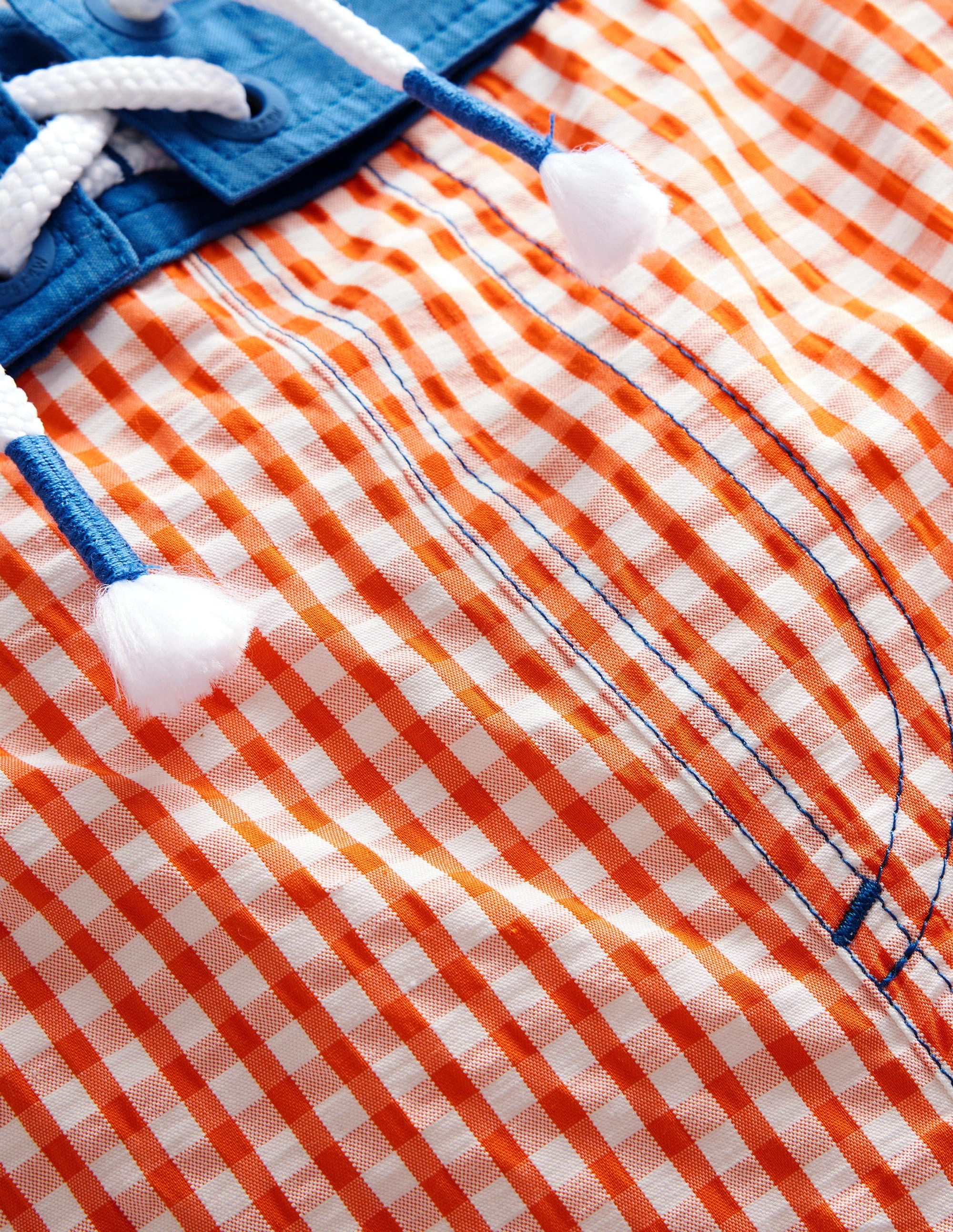 Gingham Board Shorts-Coral and Ivory Gingham - Image 3