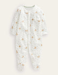 GOTS Printed Sleepsuit-Ivory Bunny Field