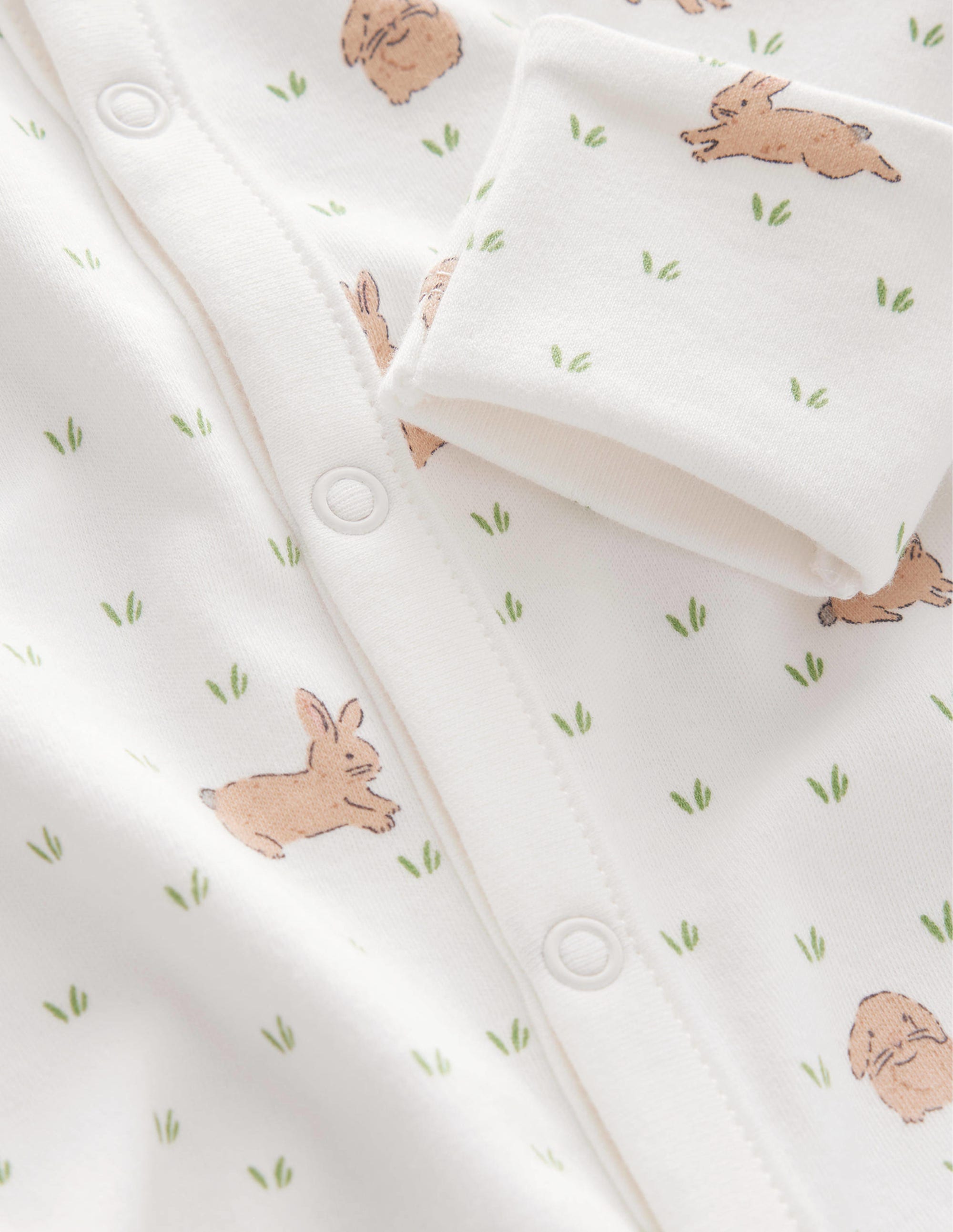 GOTS Printed Sleepsuit-Ivory Bunny Field - Image 3