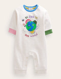 Jerseystrampler mit Aufschrift-Hellbeige Meliert, Planet