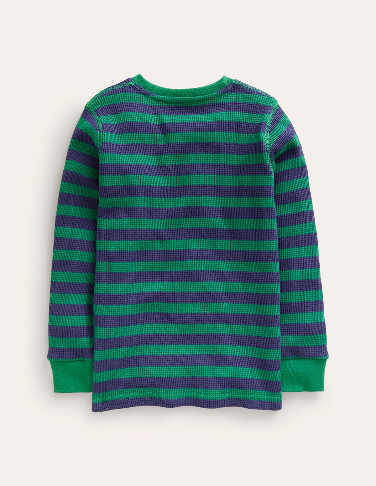 Waffle Henley T-Shirt-Deep Green / College Navy-2