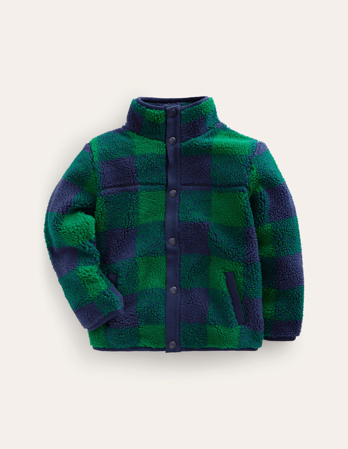 Borg-Jacke zum Drüberziehen-Grün Kariert-1