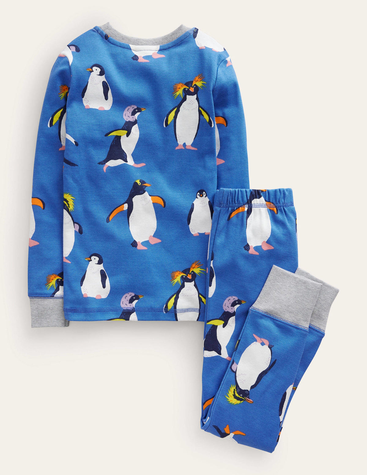 Eng anliegender, langer Schlafanzug-Blau Pinguine - Image 2