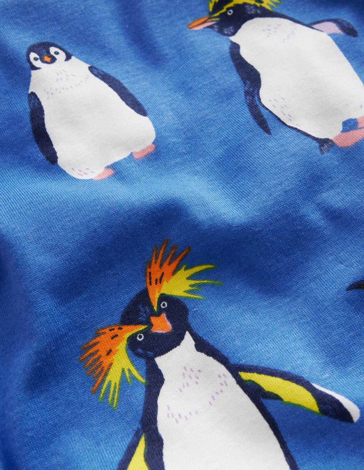 Eng anliegender, langer Schlafanzug-Blau Pinguine-3