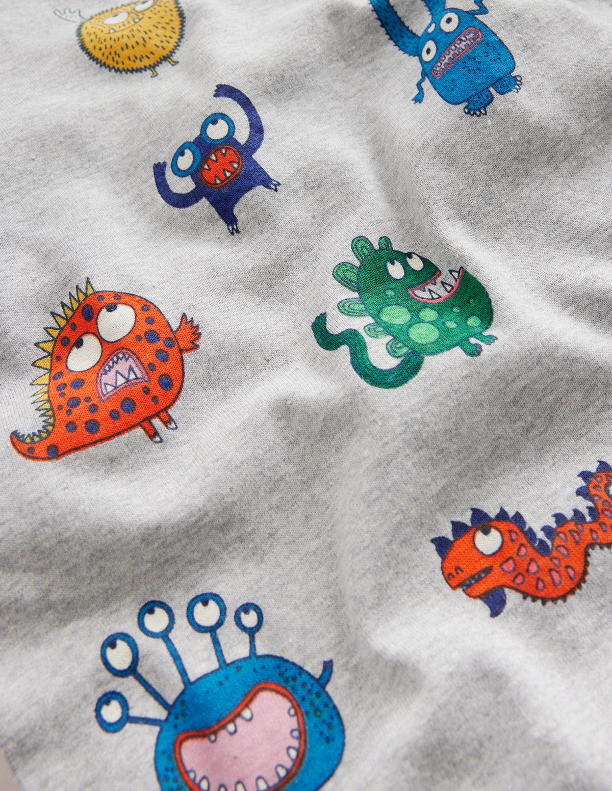 Eng anliegender, langer Schlafanzug-Grau Meliert Monster - Image 3