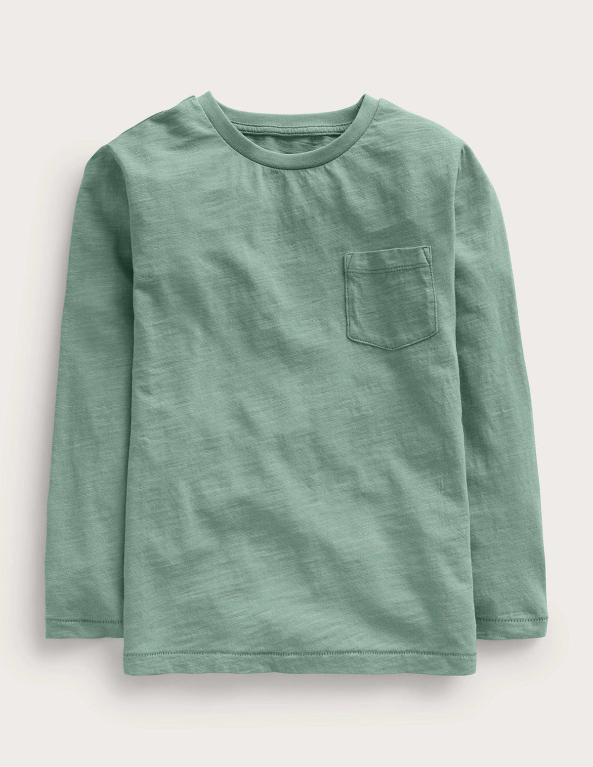 T-shirt délavé à manches longues-Vert/blanc-1