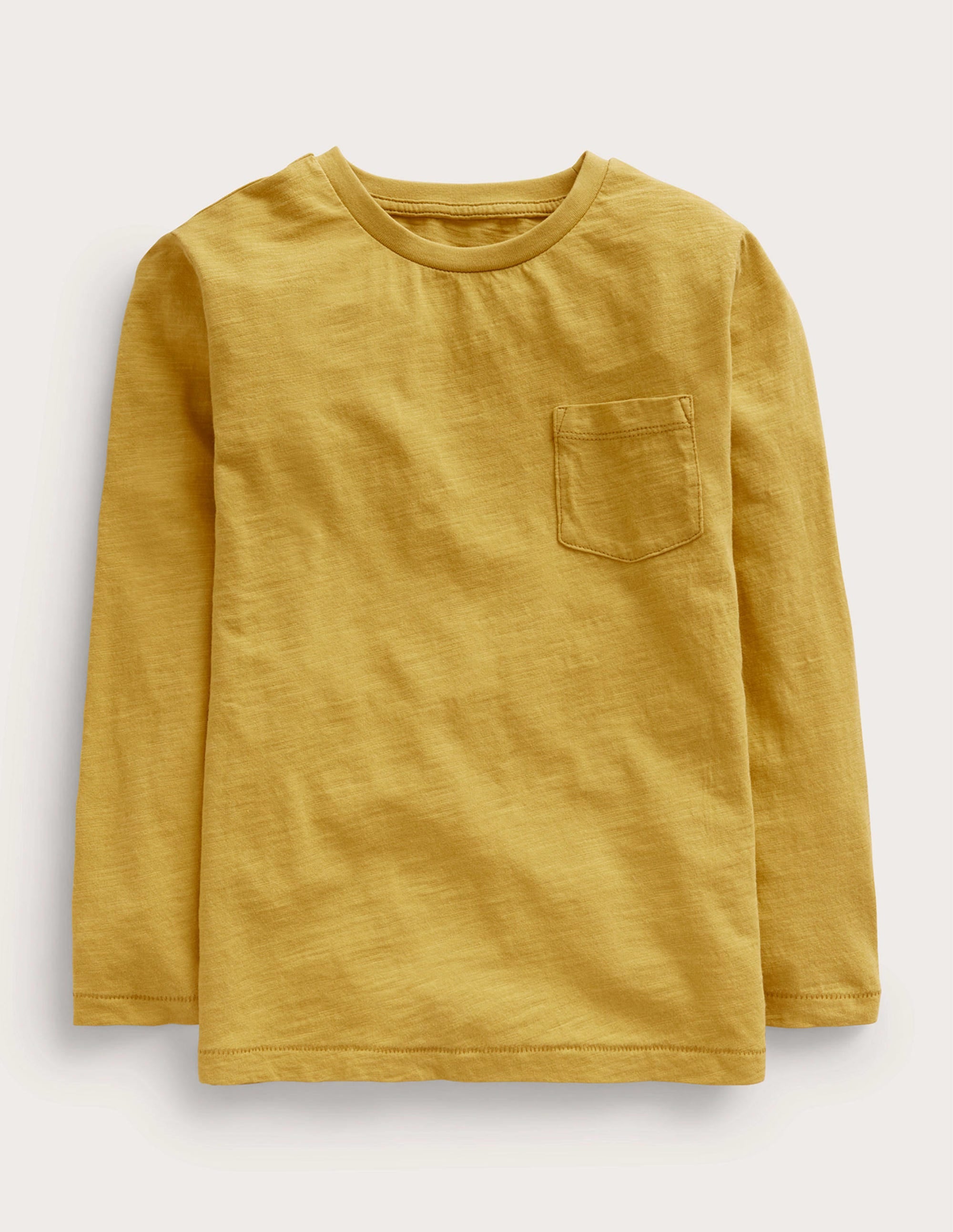 Long-sleeved Washed T-shirt-Oil Yellow - Image 1