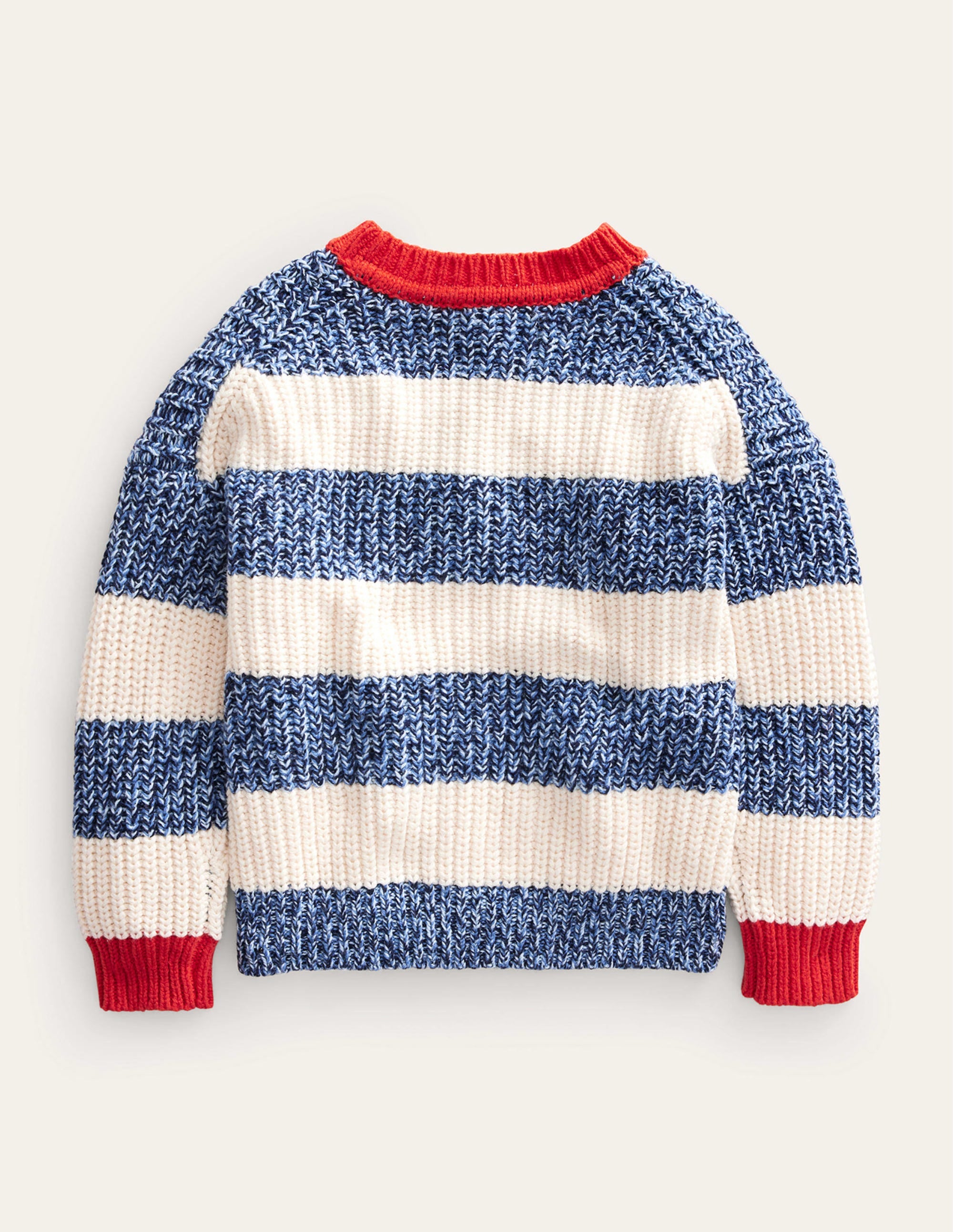 Gestreifter Rippstrick-Pullover-Marineblau Twist/Beige Meliert - Image 2
